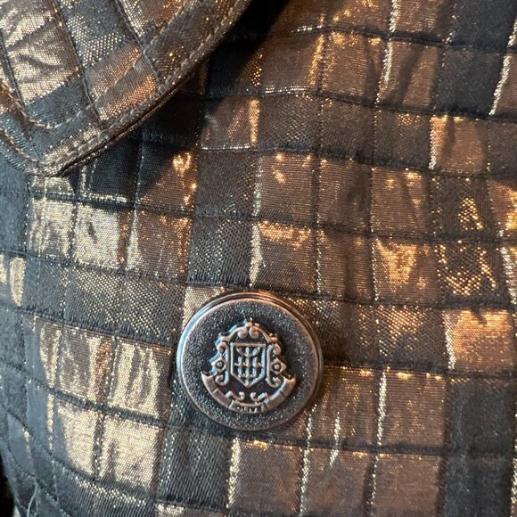 Vertigo Paris Bronze Amelia Metallic cropped sleeve trench jacket, Size Small - Picture 9 of 16